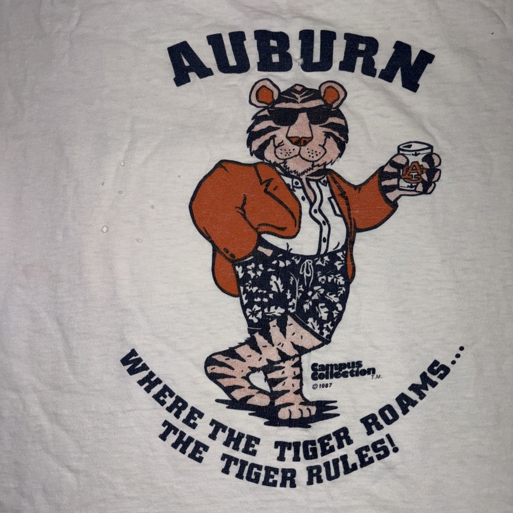 Vintage Auburn University Short Sleeve Pocket Graphic Shirt Stedman Hi-Cru Large